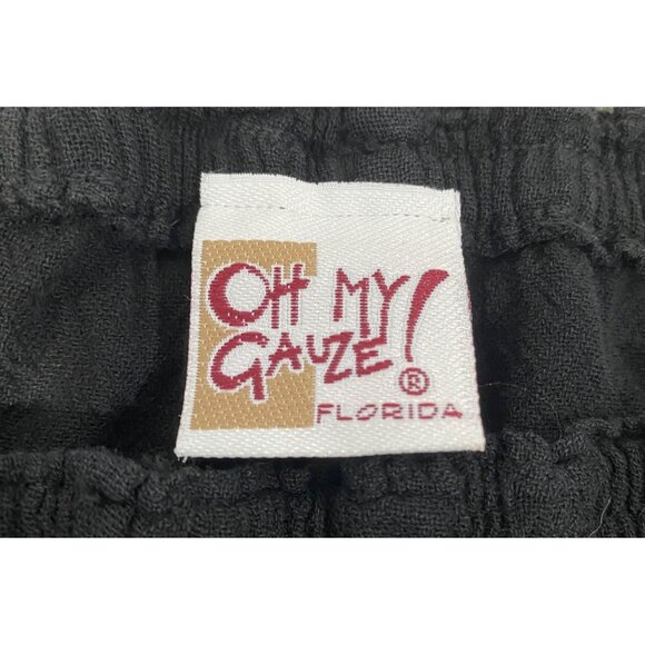 Oh My Gauze! Kate Black Wide Leg cropped pull on Pants size 2 Size L - Picture 3 of 9